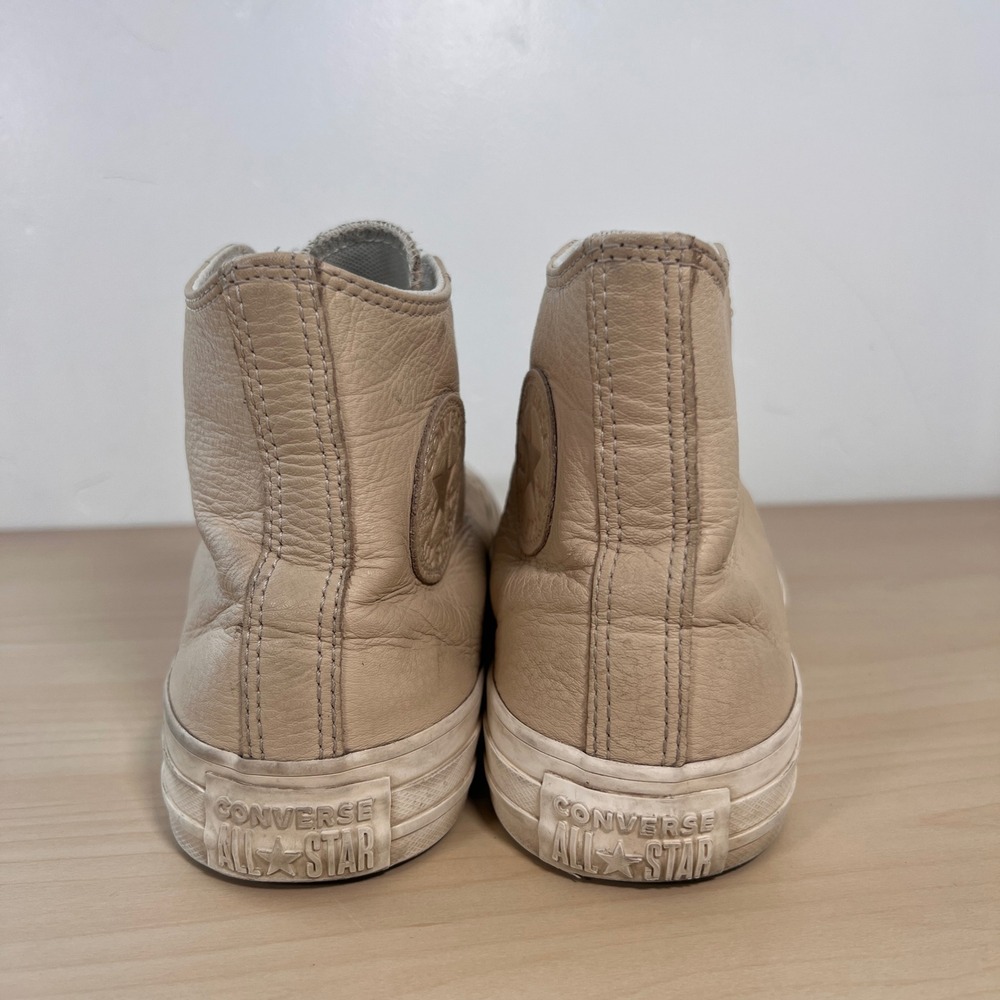 Converse Chuck Taylor All Star Women 9.5 Beige Leather High Top A03734C - Picture 4 of 10
